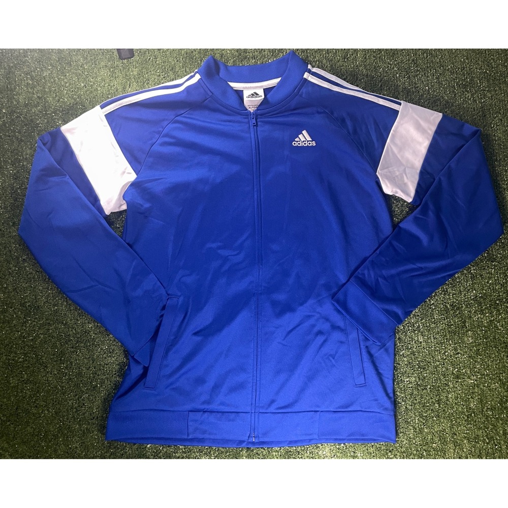 Adidas‎ Youth XL Track Jacket Blue White 3-Stripe Zip Up Athletic Sporty Bloke